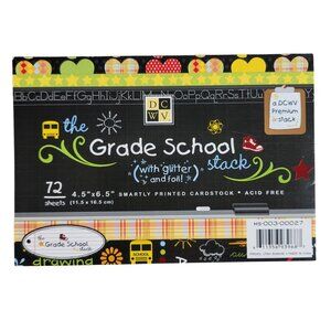 DCWV Grade School Stack Scrapbook Paper 72 Sheets Glitter Foil 4.5"x6.5" NEW